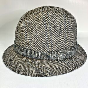 Stetson Mens Wool Blend Herringbone Fedora Hat Gray Tweed Preppy Academia